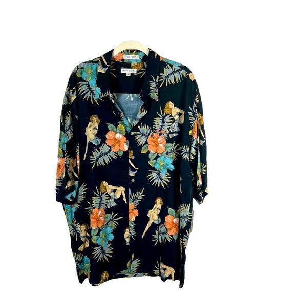 Vintage Pierre Cardin Pin zip Girls Hawaiian Button Down Shirt